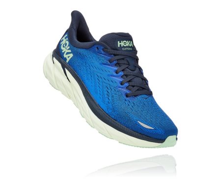 Hoka One One Clifton 8 Moški Road Tekaški Čevlji Modra / Svetlo Zelena SI-297831D